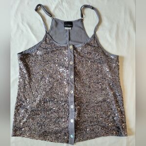 Daytrip Silver Sequin Button-Down Camisole